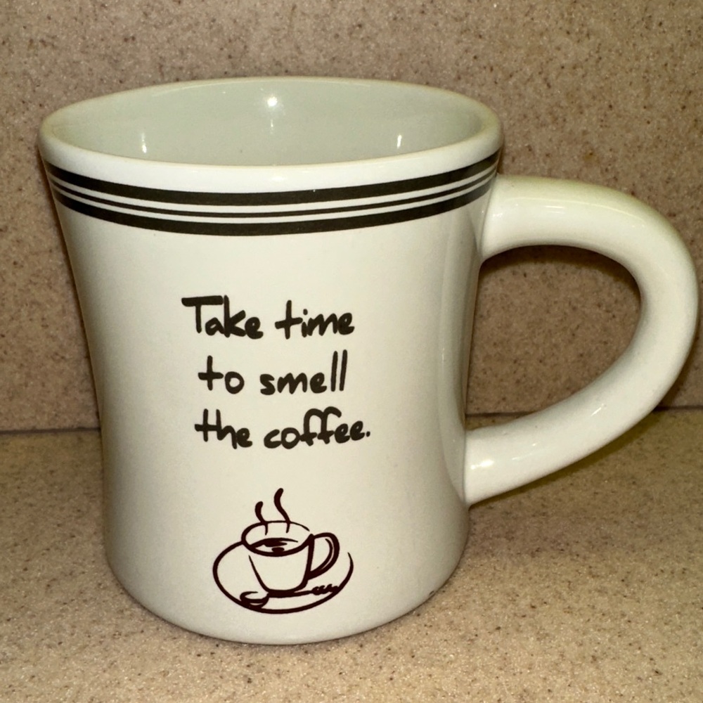 White Coffee Mug with Black Accents